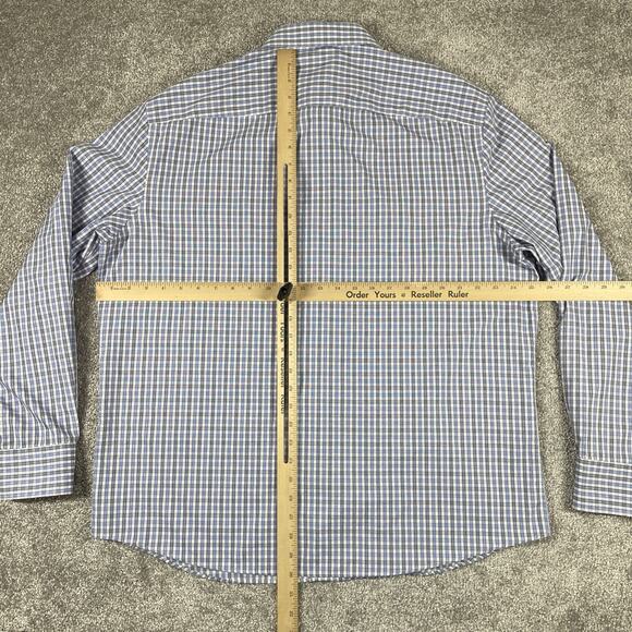Untuckit Dress Shirt Mens XXL Wrinkle Free Plaid Cotton Button Up Workwear Blue - Picture 8 of 13